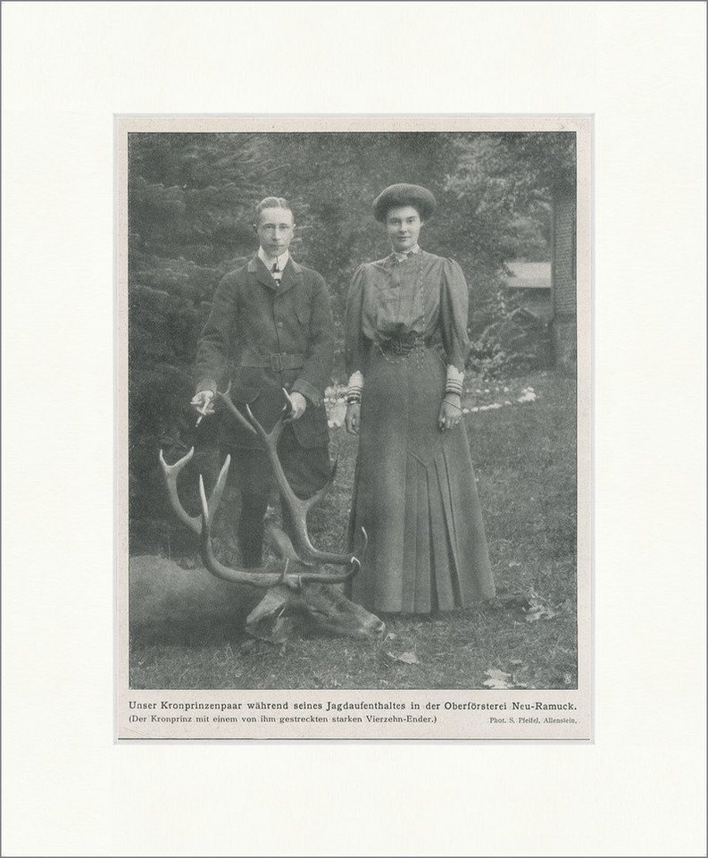 Kunstdruck Aus der Gesellschaft Kronprinzenpaar Jagdaufenthalt Neu-Ramuck Faksimi, (1 St) von OTTO