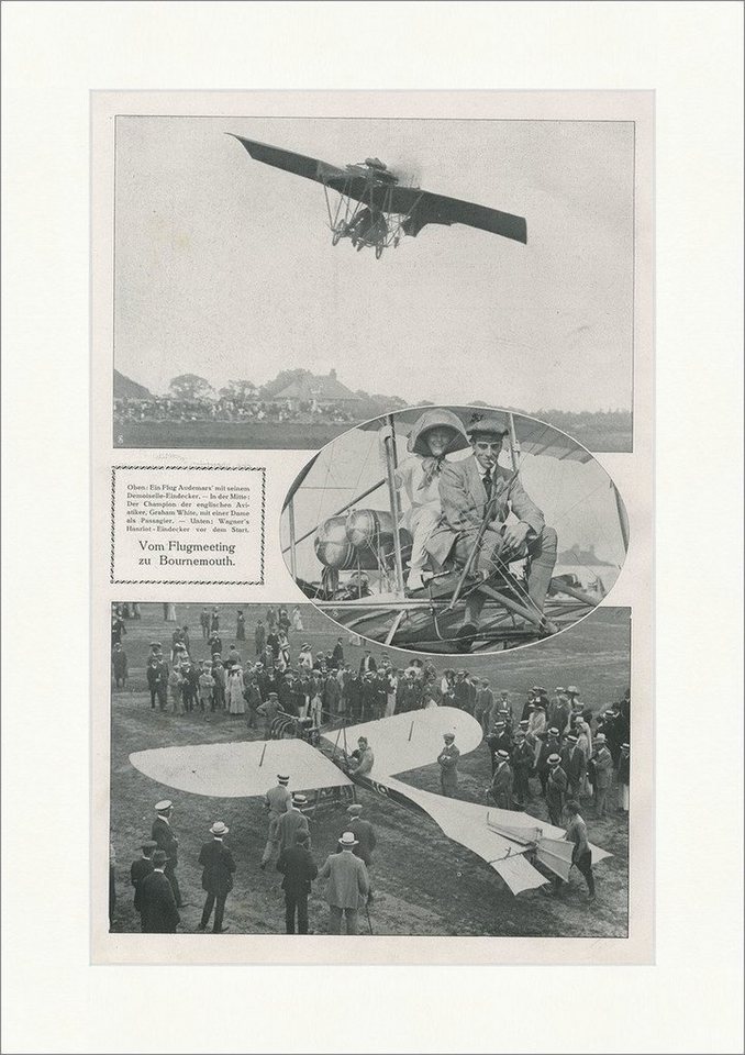 Kunstdruck Flugmeeting zu Bournemouth Aviatik Audemar Eindecker White Wagner SP 1, (1 St) von OTTO