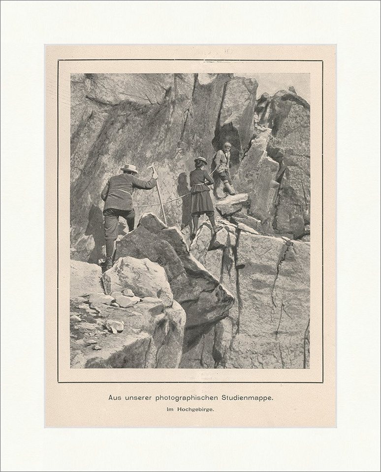 Kunstdruck Im Hochgebirge Bergsteigen Klettern Felsen Seil Wandern Stock F_Vintag, (1 St) von OTTO