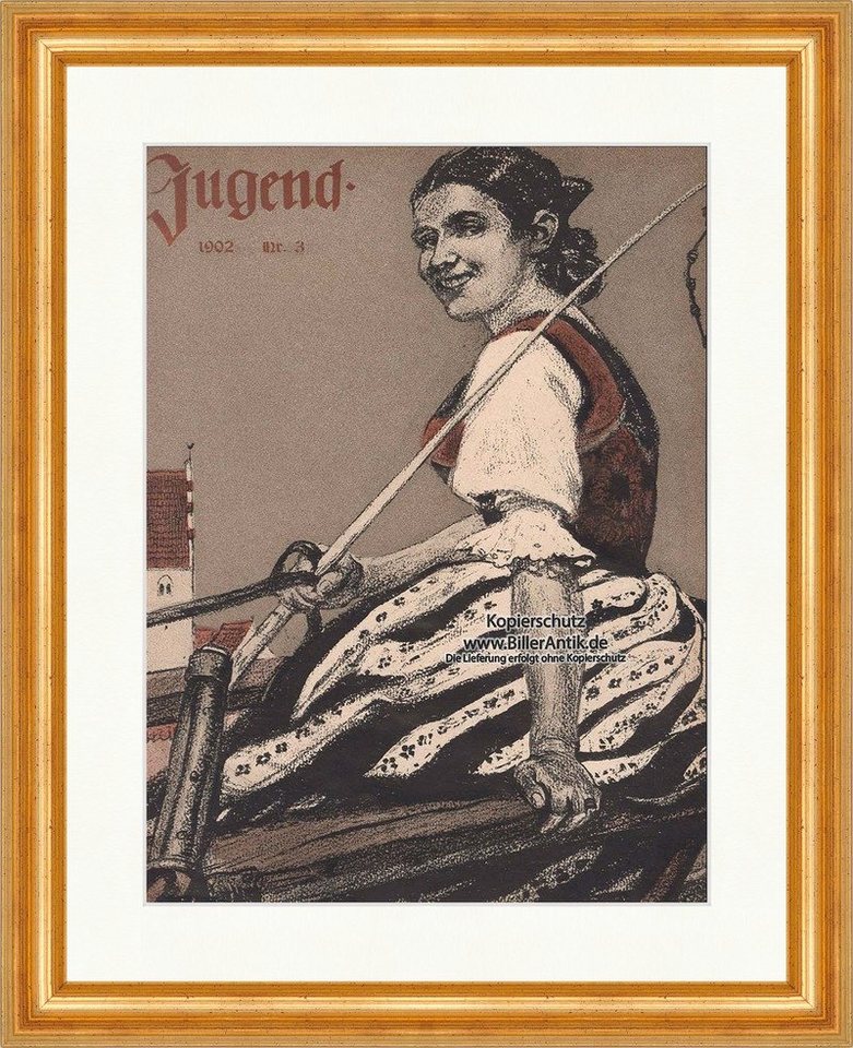 Kunstdruck Titelseite der Nummer 3 von 1902 Bäuerin Zügel Pferd Reiten Jugend 168, (1 St) von OTTO