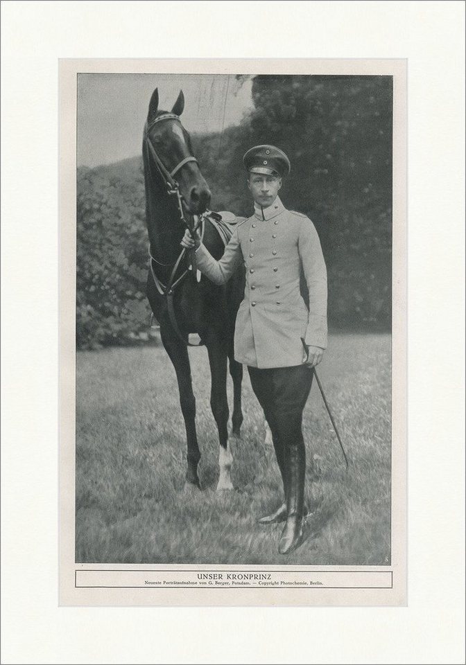 Kunstdruck Unser Kronprinz Porträt mit Pferd Stiefel Reiten Uniform Gerte Faksimi, (1 St) von OTTO