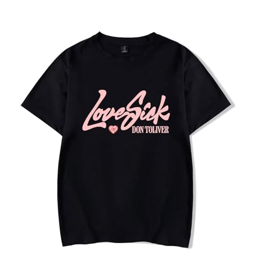 OUHZNUX Don Toliver Love Sick Tour Merch T-Shirt 2D Rapper Druck Kurzarm Unisex Straßenkleidung Sommer Lose Top Modisches Hip-Hop Tshirt Geeignet Für Männer Und Frauen XXS-4XL-Black||XXS von OUHZNUX