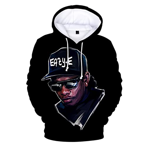 OUHZNUX Eazy E Rapper Hoodie, Harajuku Hip Hop 3D Print Sweatshirt, Street Hip Hop Bekleidung Fan Geschenk Pullover Top (2XS-4XL) von OUHZNUX