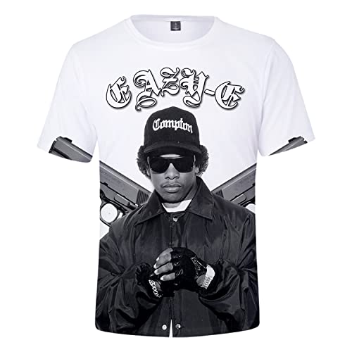 OUHZNUX Eazy E Rapper T-Shirt, Casual Comfort Unisex 3D Charakter Print Kurzarm Sweatshirt, Street Hip Hop Top Sweatshirt für Männer und Frauen (2XS-4XL) von OUHZNUX