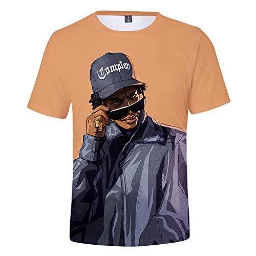 OUHZNUX Eazy E Rapper T-Shirt, Casual Comfort Unisex 3D Charakter Print Kurzarm Sweatshirt, Street Hip Hop Top Sweatshirt für Männer und Frauen (2XS-4XL) von OUHZNUX