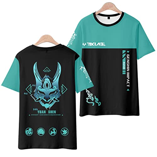 OUHZNUX Genshin Impact Wind Attribut T-Shirt, Xiao Gaming 3D-Bedruckter Kurzarm-Pullover, Unisex, lässiges Mode-Sweatshirt (2XS-4XL) von OUHZNUX