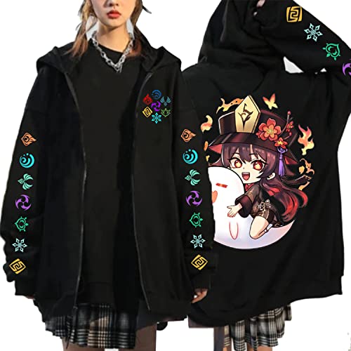 OUHZNUX Genshin Impact Zip Jacket, Kaedehara Kazuha Xiao Venti Hutao Game Print Langarm Cardigan mit Kapuze, Unisex Casual Fashion Jacket Sweatshirt Top (S-2XL) von OUHZNUX