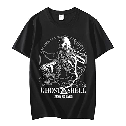 OUHZNUX Ghost In The Shell Charakter Kusanagi Motoko Print T-Shirt, Mode für Herren und Damen,lockerer,lässiger Komfort, einfacher Anime-Kurzarm-Pullover, Hip Hop, lässiges Unisex-Sweatshirt (XS-3XL) von OUHZNUX