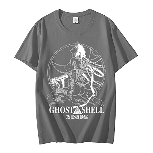 OUHZNUX Ghost In The Shell Charakter Kusanagi Motoko Print T-Shirt, Mode für Herren und Damen,lockerer,lässiger Komfort, einfacher Anime-Kurzarm-Pullover, Hip Hop, lässiges Unisex-Sweatshirt (XS-3XL) von OUHZNUX