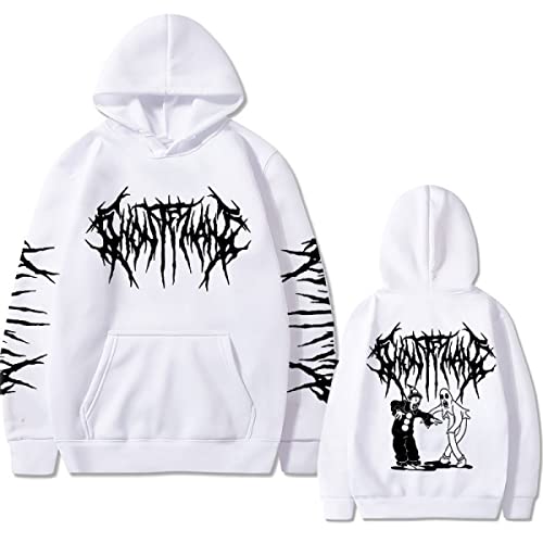 OUHZNUX Ghostemane Alphabet Ghost Print Hoodie, Horror-Kollektion, Langarm-Sweatshirt, Lässiges, Modisches, Lustiges Herbst-Sweatshirt Für Männer Und Frauen (XS-3XL) von OUHZNUX