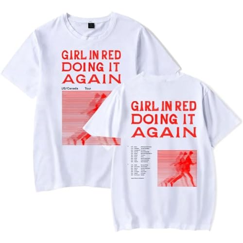 OUHZNUX Girl In Red Doing It Again 2024 Tour Merch T Shirt 2D Gedrucktes Kurzarm Hip Hop Tshirt Neutrale Streetwear Lustige Kleidung Geeignet Für Männer Und Frauen XXS-4XL-Black ||XXS von OUHZNUX