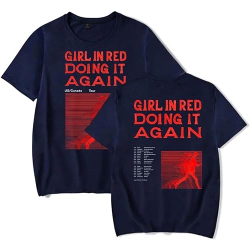OUHZNUX Girl In Red Doing It Again 2024 Tour Merch T Shirt 2D Gedrucktes Kurzarm Hip Hop Tshirt Neutrale Streetwear Lustige Kleidung Geeignet Für Männer Und Frauen XXS-4XL-Black ||XXS von OUHZNUX