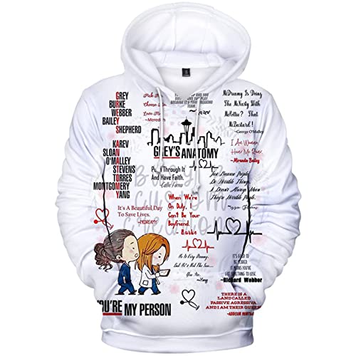 OUHZNUX Hoodie Greys Anatomy 3D Digital Printed American Drama Pullover Herren Damen Erwachsene Street Hoodie Lässiges Sweatshirt Kinderoberteil XXS-4XL von OUHZNUX