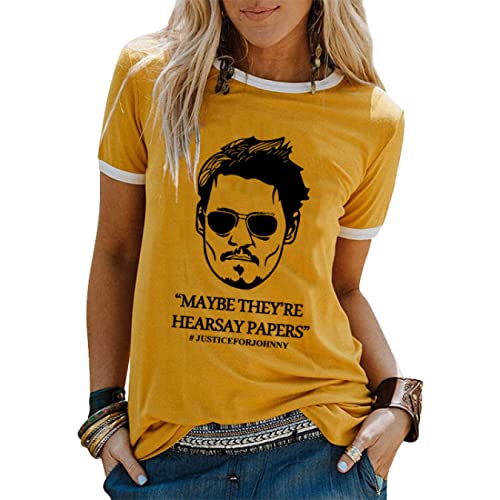 OUHZNUX Johnny Depp T-Shirt Mit Aufdruck, Street-Hip-Hop-Stil, Rundhals-Kontrast-Sweatshirt, Modisches, Lockeres, Lässiges, Bequemes Kurzarm-Sweatshirt Für Männer Und Frauen(S-3XL) von OUHZNUX