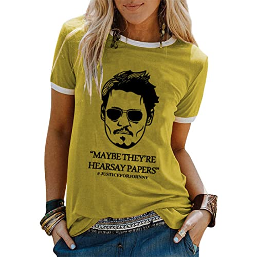 OUHZNUX Johnny Depp T-Shirt Mit Aufdruck, Street-Hip-Hop-Stil, Rundhals-Kontrast-Sweatshirt, Modisches, Lockeres, Lässiges, Bequemes Kurzarm-Sweatshirt Für Männer Und Frauen(S-3XL) von OUHZNUX