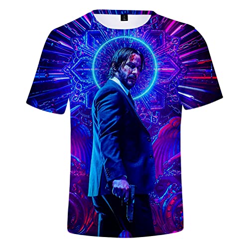 OUHZNUX Keanu Reeves T-Shirt Mit 3D-Druck, Modisch, Locker, Lässig, Bequem, John-Wick-Tv-Kollektion, Kurzarm-Sweatshirt Für Männer Und Frauen, Street-Hip-Hop-Punk-Sweatshirt (2XS-4XL) von OUHZNUX