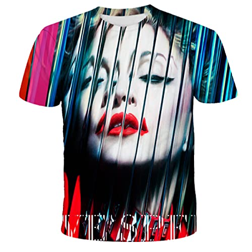 OUHZNUX Madonna Singer T-Shirt mit 3D-Druck, lässiges Kurzarm-Sweatshirt, modische Streetwear-Oberteile für Männer und Frauen (2XS-5XL) von OUHZNUX