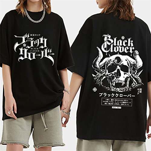 OUHZNUX T-Shirt Black Clover Doppelseitiger Druck Lustiges Anime T-Shirt Männer Harajuku Grafik T-Shirt Streetwear Cooles T-Shirt Hip Hop Top T-Shirt XXS-XXL von OUHZNUX