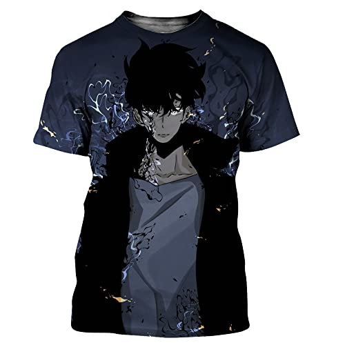 OUHZNUX T-Shirt Solo Leveling Anime Männer/Frauen Rundhals Kurzarm T-Shirt 3D Bedruckte T-Shirts Solo Leveling T-Shirt 100-160 von OUHZNUX