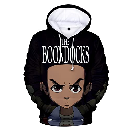 OUHZNUX The Boondocks 3D-Druck-Hoodie, modisches Paar, lockerer, lässiger Komfort, Anime, Langarm-Pullover, Street Hip Hop, lässiges Unisex-Sweatshirt (2XS-4XL) von OUHZNUX
