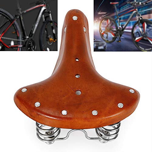 OUKANING Vintage Fahrradsattel Retro Genieteter Fahrrad Ledersattel Fahrradsattel Braun Leder Sättel Echtleder von OUKANING