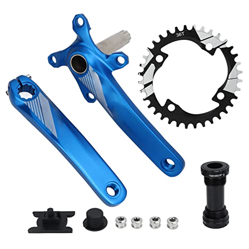 OUKENS Bolany Fahrrad-Kurbelgarnitur, Aluminiumlegierung Mit Hohlem Integriertem Kettenblatt 36T, Fahrrad-Kurbelarm-Set Für Reparatur-Upgrade Für Rennrad, Mountainbike, Radfahren, Blau von OUKENS