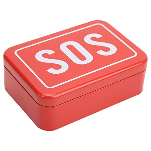 OUKENS Mini SOS Survival Iron Box, SOS Succor Box, SOS Aufbewahrungsbox, tragbares Feld-Überlebens-Aufbewahrungsset, Aufbewahrungsbox für Outdoor-Camping-Notfallwerkzeuge (rot) von OUKENS