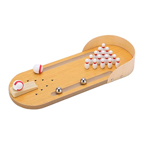 Table Top Mini Bowling Game Set, Desktop Tiny Bowling Shooting Alley Office Desk Stress Relief Gadgets Fun Gag Gifts for Men Adults Kids Teens Boys von OUKENS