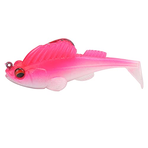 Top Water Bass Fishing Lures, PVC Deep Running Paddle Tail Soft Fishing Lure, 75 Mm/13 G Antihanging Bottom Soft Fake Bait Für Süß- Oder Salzwasser(Rosa silberner Schwanz) von OUKENS