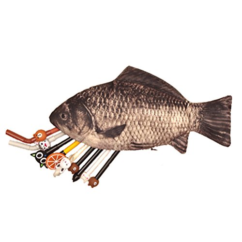 OULII Lustige Fisch-wie Zipper Geldbörse Pouch Weird Pen Pencil Holder Fall Make-up-Tasche von OULII
