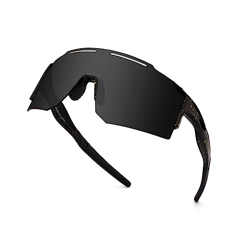 OULIQI Fahrradbrille Polarisierte Sonnenbrille,Sportbrillen Herren Damen UV400 Sportbrille Schnelle Brille OutdoorSportarten Fischen Radfahren Laufen (1 Linse) von OULIQI