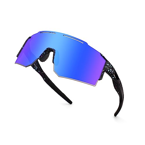 OULIQI Fahrradbrille Polarisierte Sonnenbrille,Sportbrillen Herren Damen UV400 Sportbrille Schnelle Brille OutdoorSportarten Fischen Radfahren Laufen (1 Linse) von OULIQI