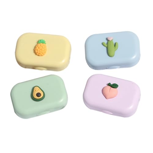 OUNONA 4Stücke Kontaktlinsenaufbewahrungsbox Mit Fruchtigen Mustern Linsenbehälter Für Reisen Lustige Designs Und Kompakt von OUNONA
