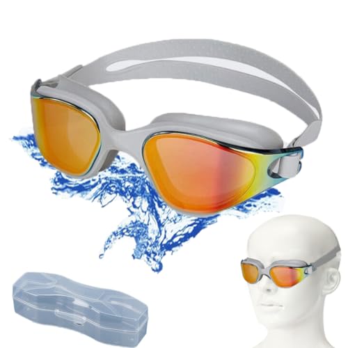 OUOQI Schwimmbrille,Schwimmbrille für Herren Damen,UV-Schutz Anti-Beschlag Wasserdicht,Sehstärke Swim Glasses Verstellbar Profi Schwimmbrillen für Erwachsene Jugendliche (Grau) von OUOQI
