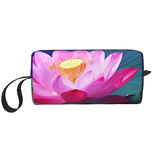 Bright Lotus Kosmetiktaschen für Frauen Tragbare Make-up-Tasche Reise Aufbewahrungstasche Täglich Empfang Tasche Große Kapazität Kulturbeutel, weiß, Einheitsgröße von OUSIKA