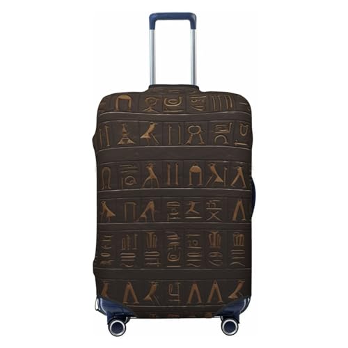 OUSIKA Gepäckabdeckung, waschbar, dehnbar, Antik-ägyptische Hieroglyphe, Kofferabdeckung, kratzfest, passend für 45,7 - 81,3 cm Gepäckschutz, Schwarz , M von OUSIKA