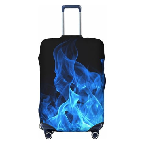 OUSIKA Gepäckabdeckung, waschbar, dehnbar, Kofferschutz, blaue Flamme, kratzfest, passend für 45,7 - 81,3 cm Gepäckschutz, Schwarz , S von OUSIKA