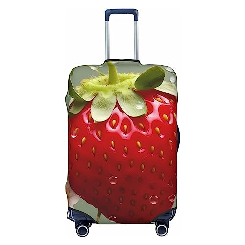 OUSIKA Gepäckabdeckung, waschbar, dehnbar, schöne Erdbeer-Kofferabdeckung, kratzfest, passend für 45,7 - 81,3 cm Gepäckschutz, Schwarz , XL von OUSIKA