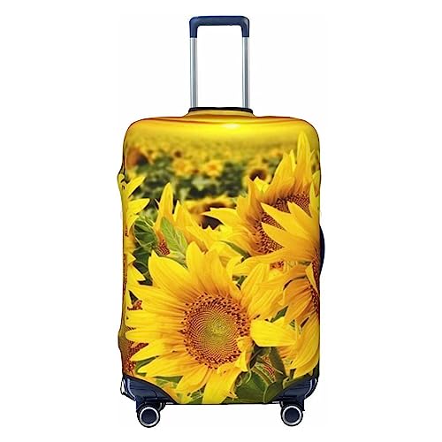 OUSIKA Gepäckabdeckung mit Sonnenblumen-Motiv, staubdicht, Reisekoffer-Schutz, Koffer-Abdeckung für Reisegepäck (45,7-81,3 cm), Schwarz , L von OUSIKA