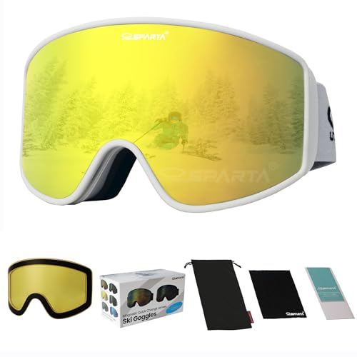 OUTDOOR SPARTA Skibrille Snowboardbrille für Damen und Herren mit 2 Magnetische Wechselglas und Hülle Anti-Fog UV-Schutz Helmkompatible von OUTDOOR SPARTA