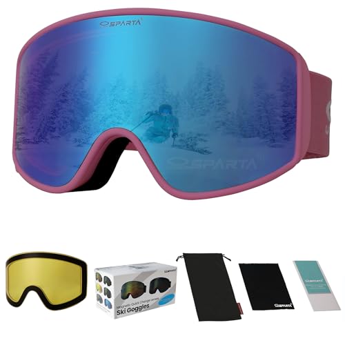 OUTDOOR SPARTA Skibrille Snowboardbrille für Damen und Herren mit 2 Magnetische Wechselglas und Hülle Anti-Fog UV-Schutz Helmkompatible von OUTDOOR SPARTA