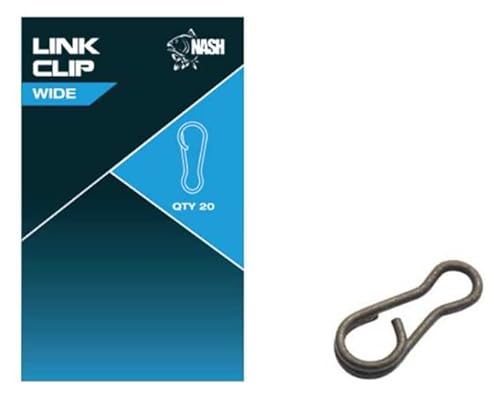Nash Link Clips Wide - Quick Link Clip für Karpfen Rigs - Schnellverschluss für Karpfen Montagen Safety Clip von OUTDOORDINO