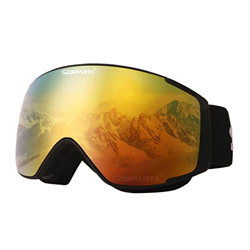 OUTDOORSPARTA Kinder Skibrille(Schwarzer Rahmen, Beschichtete Goldene Linse) von OUTDOORSPARTA