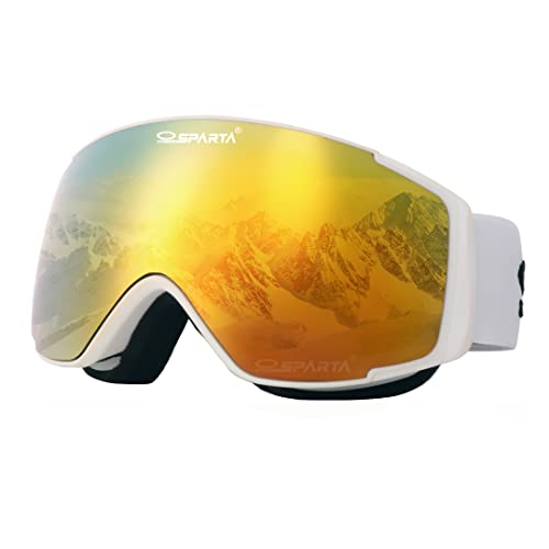 OUTDOORSPARTA Kinder Skibrille(Weißer Rahmen, Beschichtete Goldene Linse) von OUTDOORSPARTA