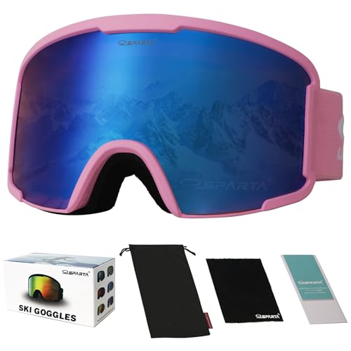 OUTDOORSPARTA Skibrille für Erwachsene (6. Rosa Rahmen, Volle Linse Gespiegelt Blau) von OUTDOORSPARTA