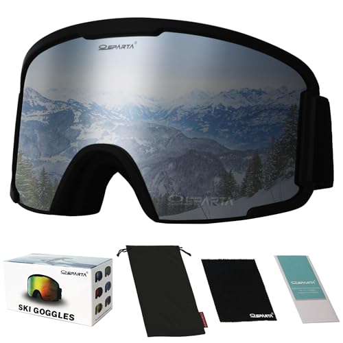 OUTDOORSPARTA Skibrille für Erwachsene (3. Schwarzer Rahmen, Volle Linse Gespiegelt Silber) von OUTDOORSPARTA