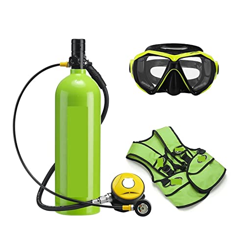 2L Tauch-Atemschutzmaske, Tauchausrüstung, Aluminiumflasche, Gasflasche, Erwachsene, Schwimmen, Schnorcheln, Schnorchel, Restdruckmessgerät Tauchausrüstung für Tauchflaschen(Color:Green,Size:A) von OUTFYT