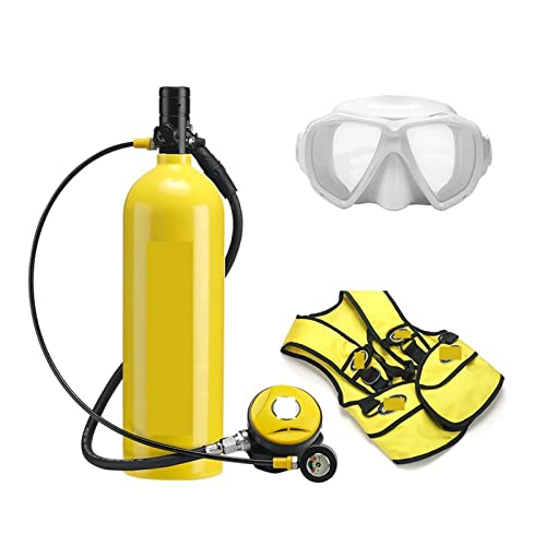 2L Tauch-Atemschutzmaske, Tauchausrüstung, Aluminiumflasche, Gasflasche, Erwachsene, Schwimmen, Schnorcheln, Schnorchel, Restdruckmessgerät Tauchausrüstung für Tauchflaschen(Color:Yellow,Size:A) von OUTFYT
