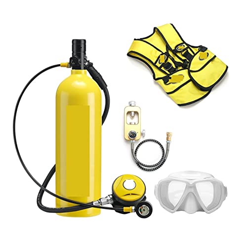 2L Tauch-Atemschutzmaske, Tauchausrüstung, Aluminiumflasche, Gasflasche, Erwachsene, Schwimmen, Schnorcheln, Schnorchel, Restdruckmessgerät Tauchausrüstung für Tauchflaschen(Color:Yellow,Size:B) von OUTFYT