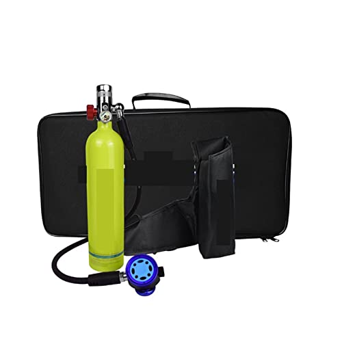 OUTFYT 1000 Ml Große Kapazität Tragbare Schnorchel-Sauerstoffflasche 20 MPA Luftfahrt-Aluminium-Taucher-Atemschutzgerät Tauchausrüstung für Tauchflaschen(Color:Package A Green) von OUTFYT